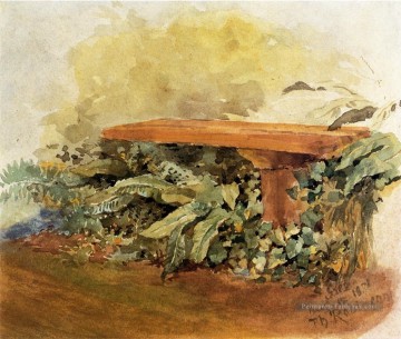 Banc de jardin avec fougères Théodore Robinson Peinture à l'huile
